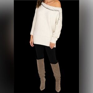 Alberto Makali fur sweater dolman sleeves fall chic boho